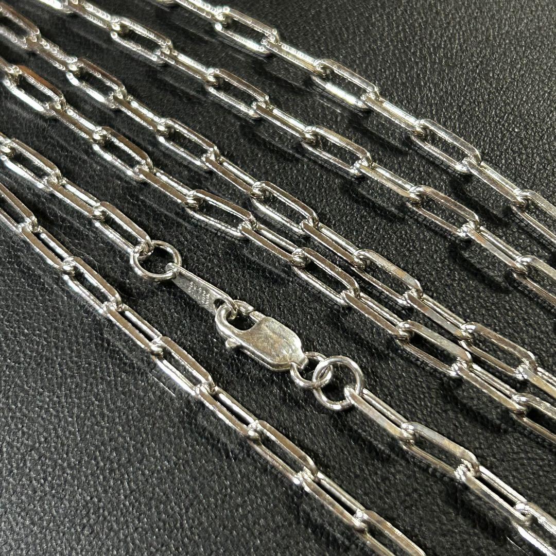 10 長あずき4面カットネックレス　60cm シルバー925 ロジウム