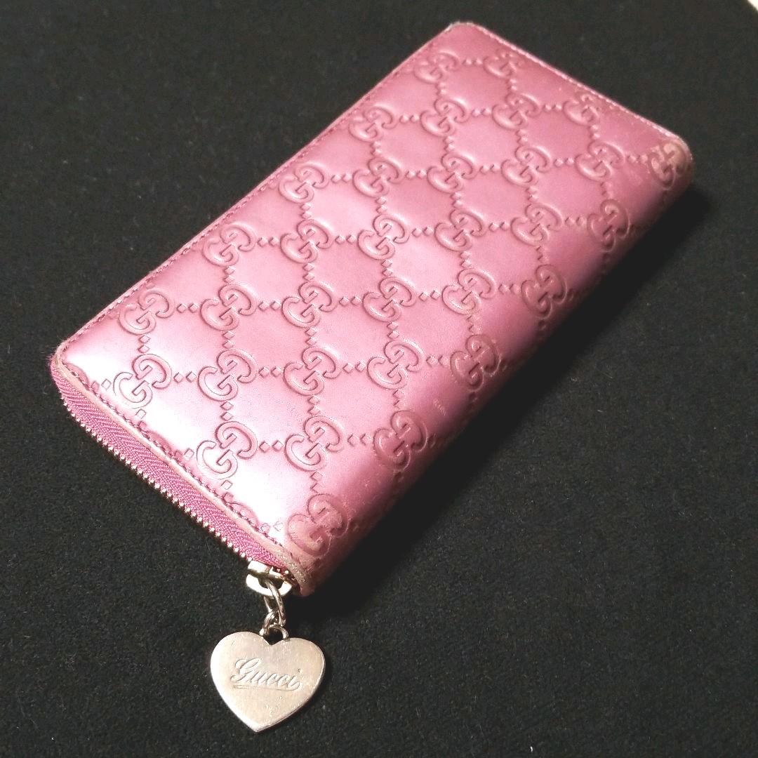 GUCCIシマラウンドファスナー長財布 パープル