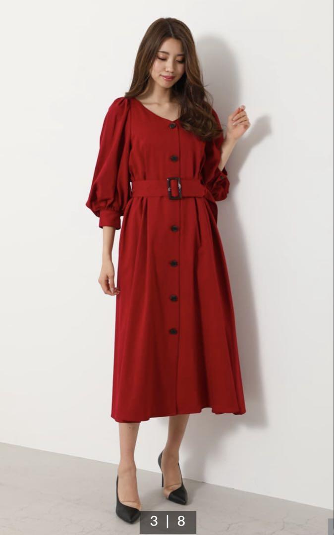 25日までセール★美品❤︎ rienda ロングワンピース レッド　キャミ付