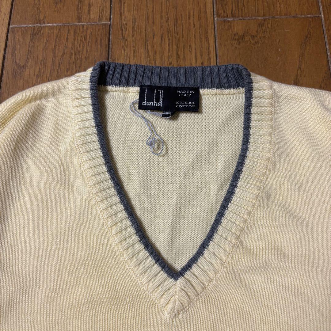 【未使用】Dunhill ロゴ　vネックニット イタリア製