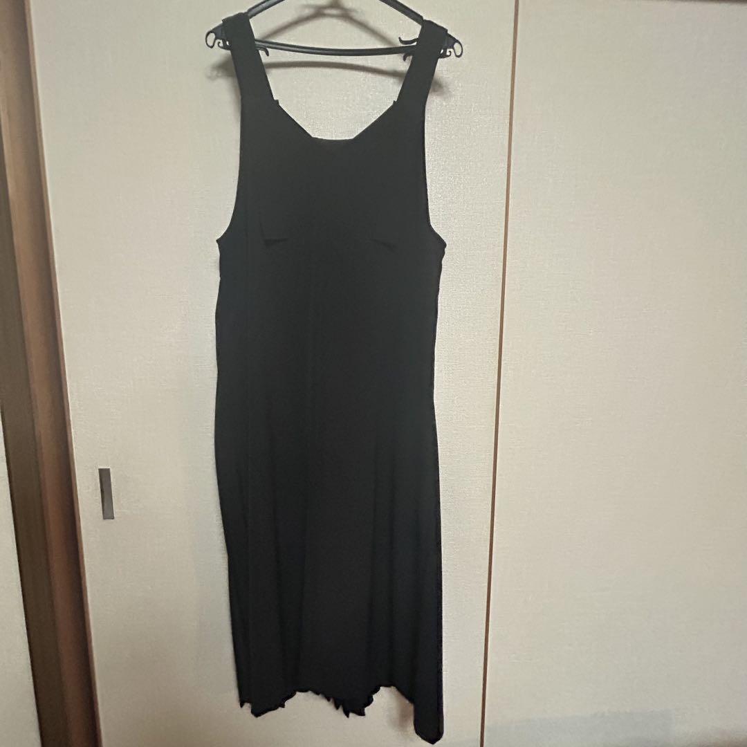 Ray BEAMS レイビームス サイドプリーツサロペットワンピース ブラック