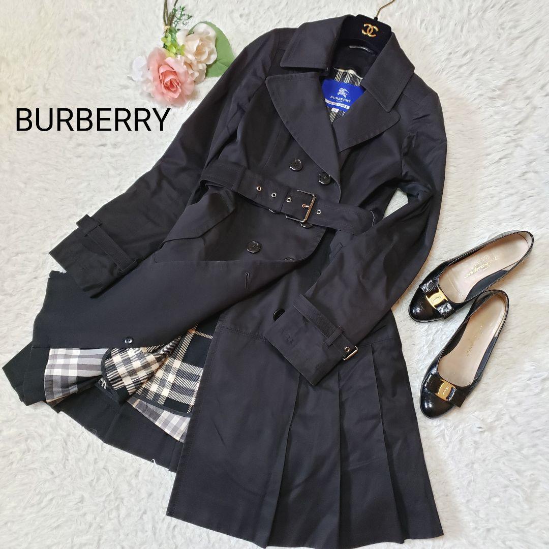 BURBERRY トレンチコート ライナー付き ノバチェック プリーツ M 黒