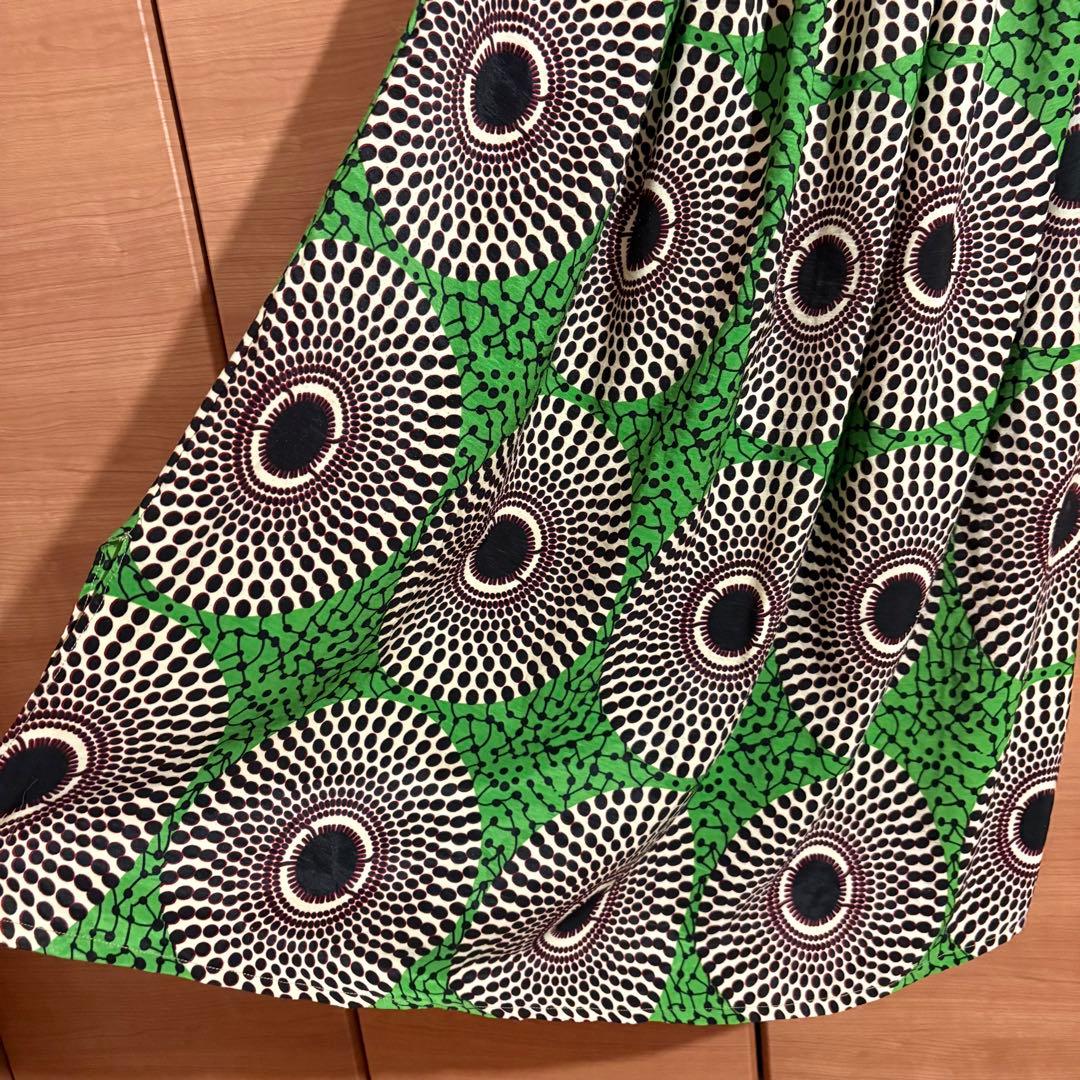 70s 70年代 vintage アフリカン バティック ワンピース 古着 緑