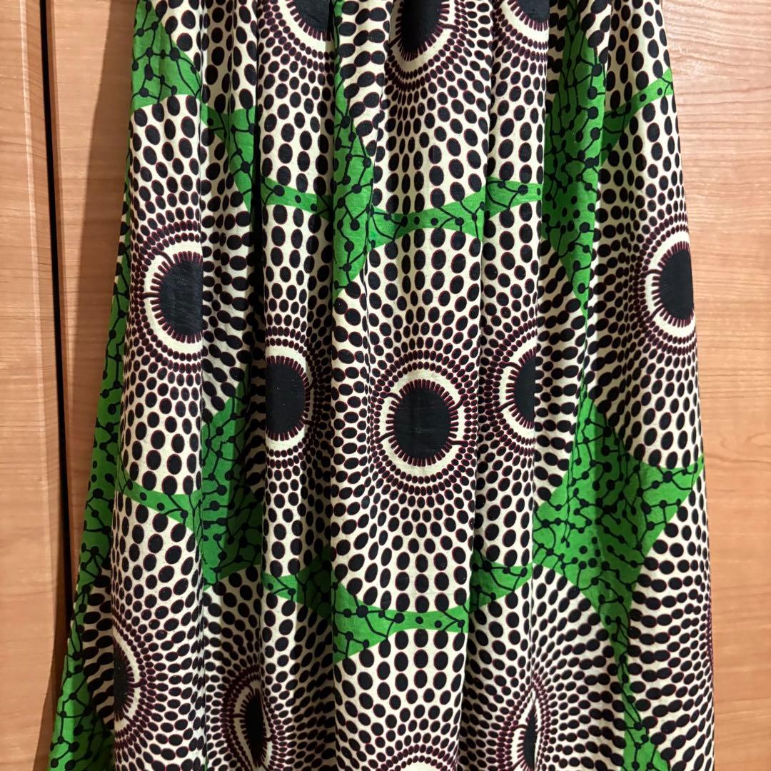 70s 70年代 vintage アフリカン バティック ワンピース 古着 緑
