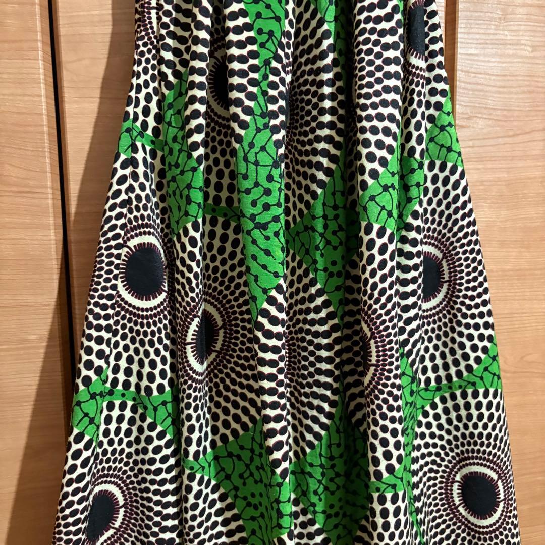 70s 70年代 vintage アフリカン バティック ワンピース 古着 緑