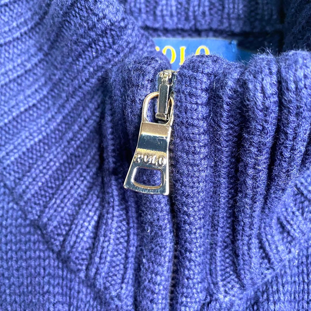美品✨Ralph Lauren ケーブル ニット ジップアップ ネイビー ポニー 美品✨Ralph Lauren ケーブル ニット ジップアップ ネイビー ポニー