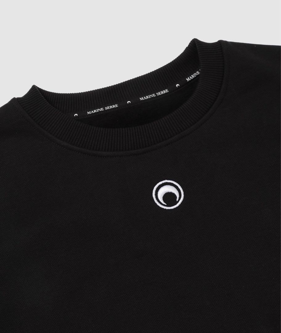 【タグ付き新品】MARINE SERRE ブラック クロップドスウェット　XS MARINE SERRE ブラック クロップドスウェット XS