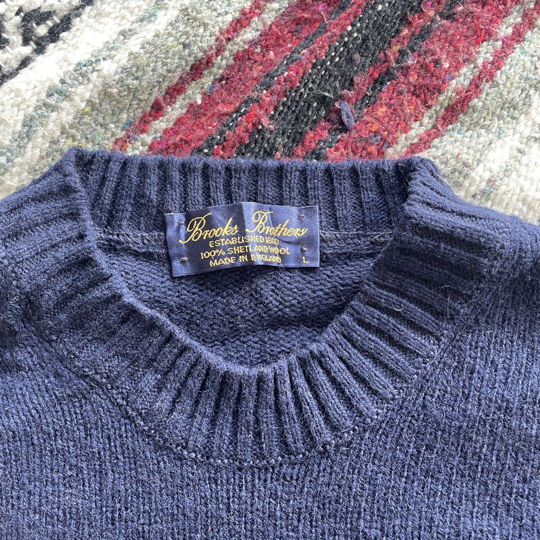 Brooks Brothers イングランド製 ニット シェットランドウール シェットランドウール フェアアイル クルーネックセーター