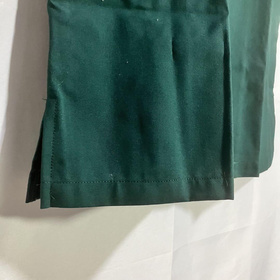 【半袖ワークシャツ/ボーリングシャツ】レーヨン混/両面刺繍/モスグリーン/美品L