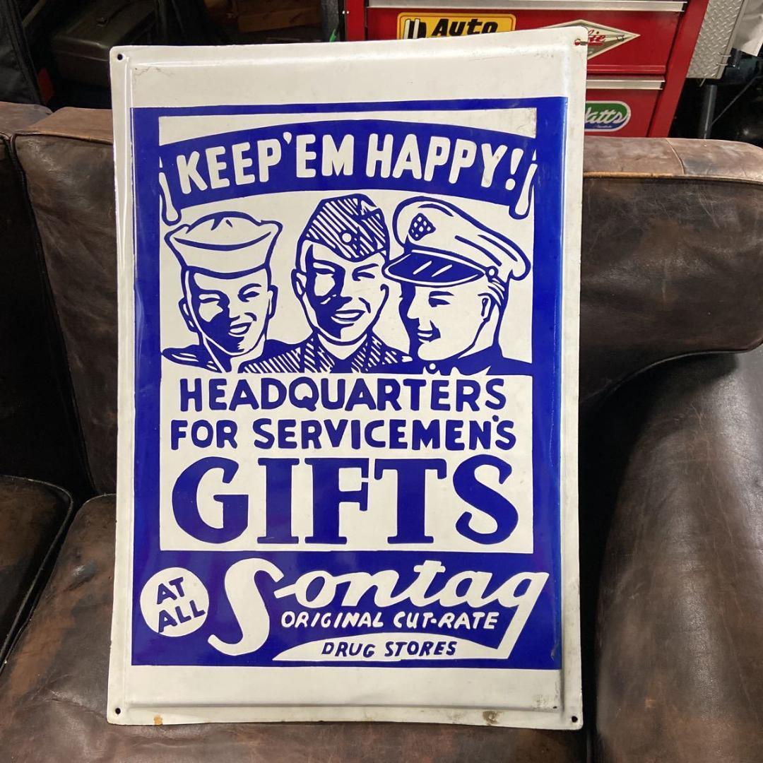 ビンテージ　エナメルサイン　Sontag DRUG STORES 　琺瑯看板