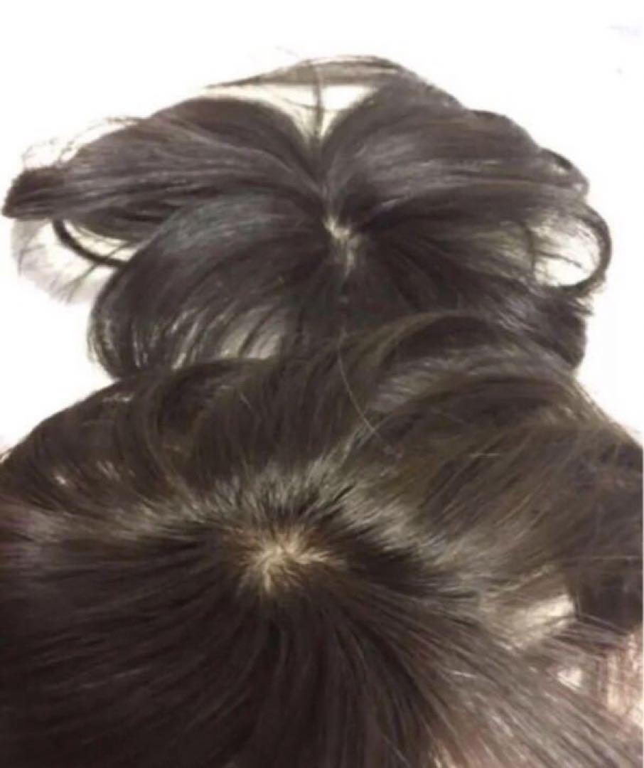 高級人毛100%リアルスキン薄毛白髪つむじ隠しヘアピース