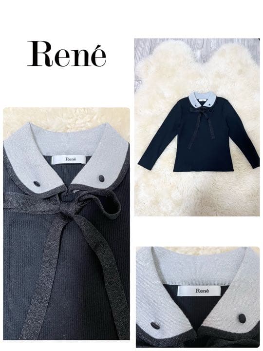 極美品 Rene ルネ 襟付き リボン リブニット 36 | camacoes.org.sv