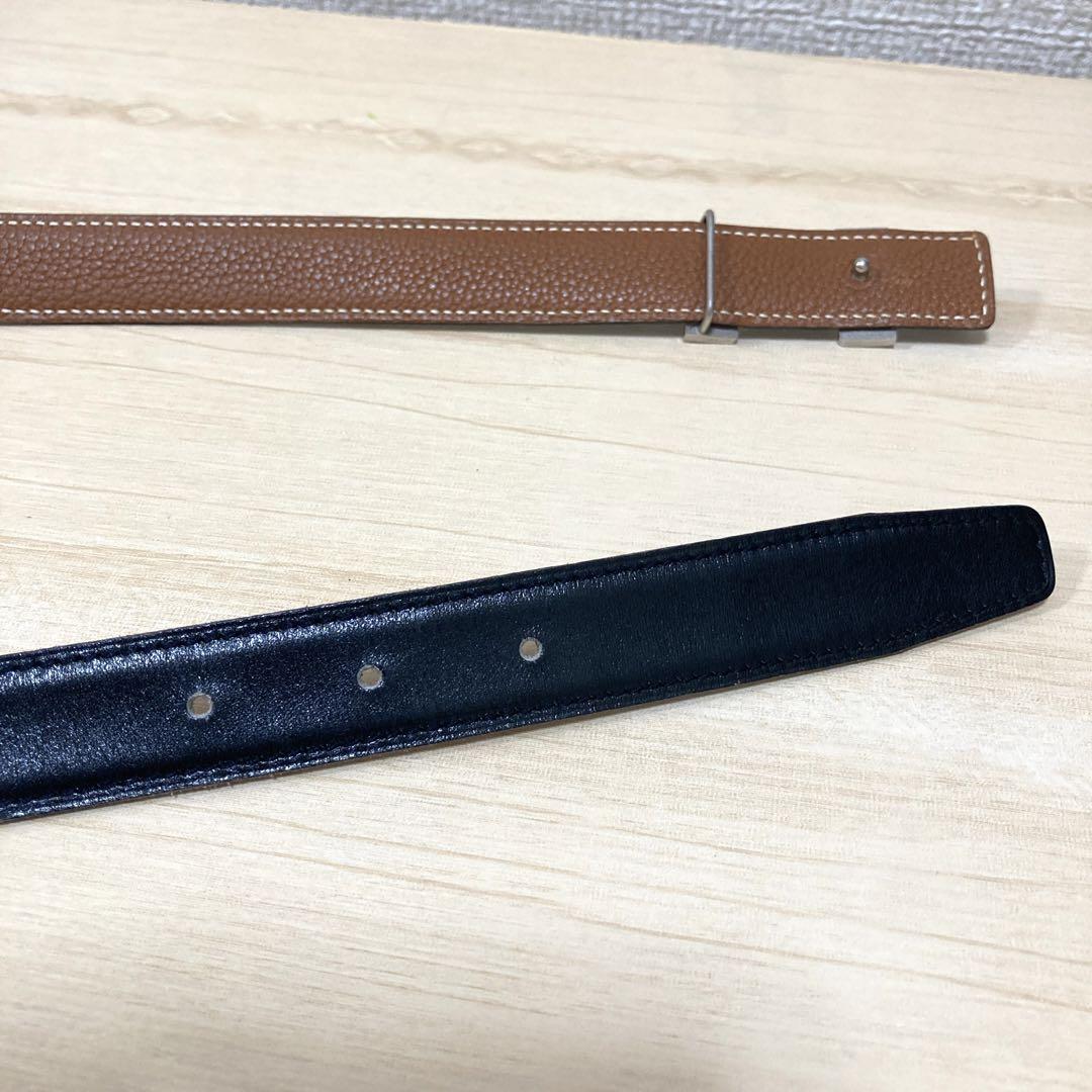 【週末限定値下げ】85 リバーシブル エルメス ベルト Hバックル シルバー 黒
