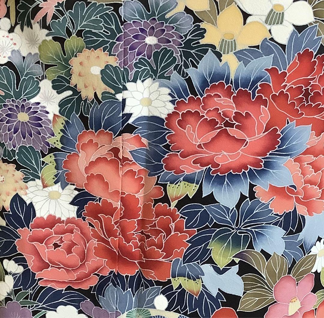 新品正絹黒留袖　友禅作家物　休み鳥飛鶴陶器草花文( 訪問着、紬、袋帯なども出品)