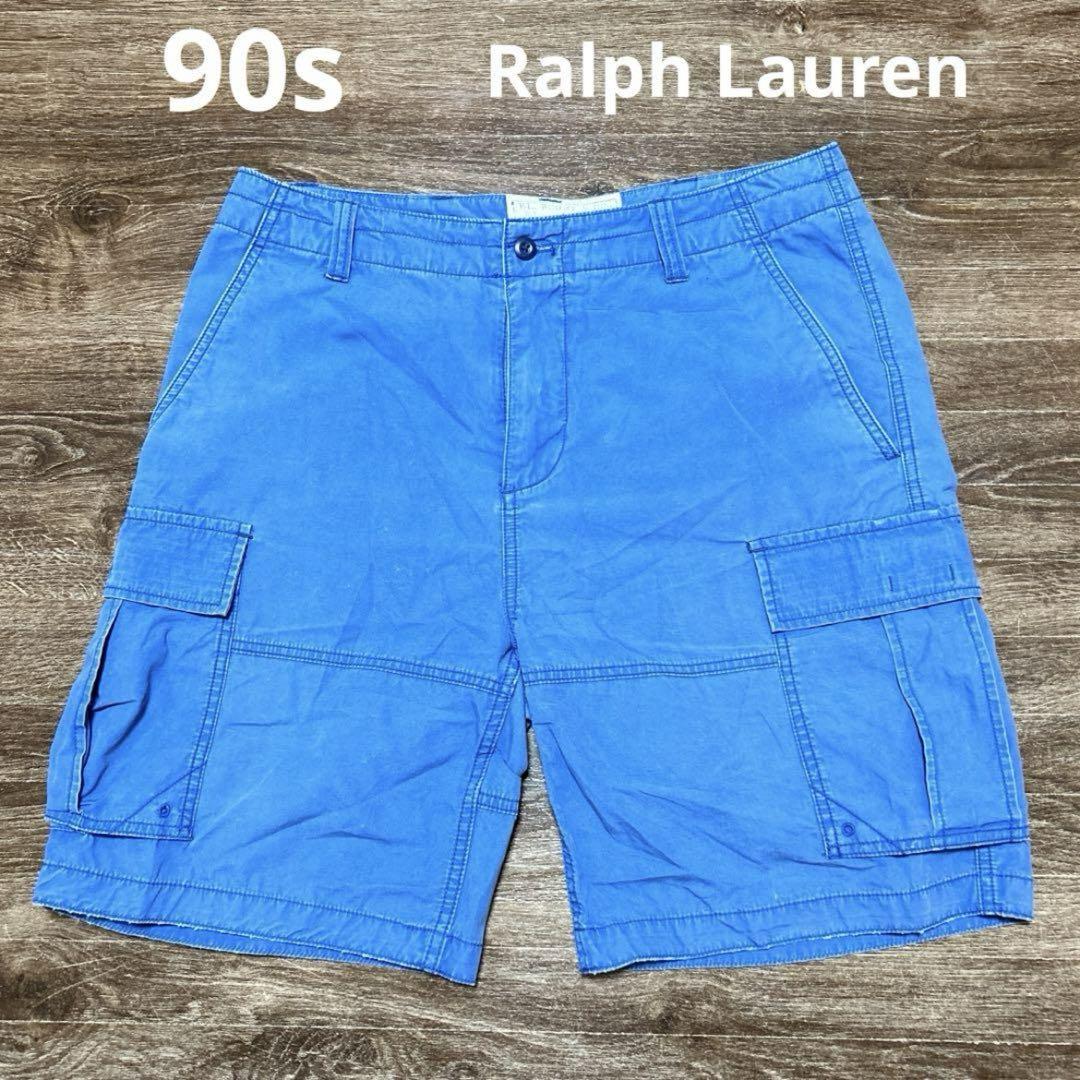 90s Ralph Lauren 青 カーゴショートパンツ