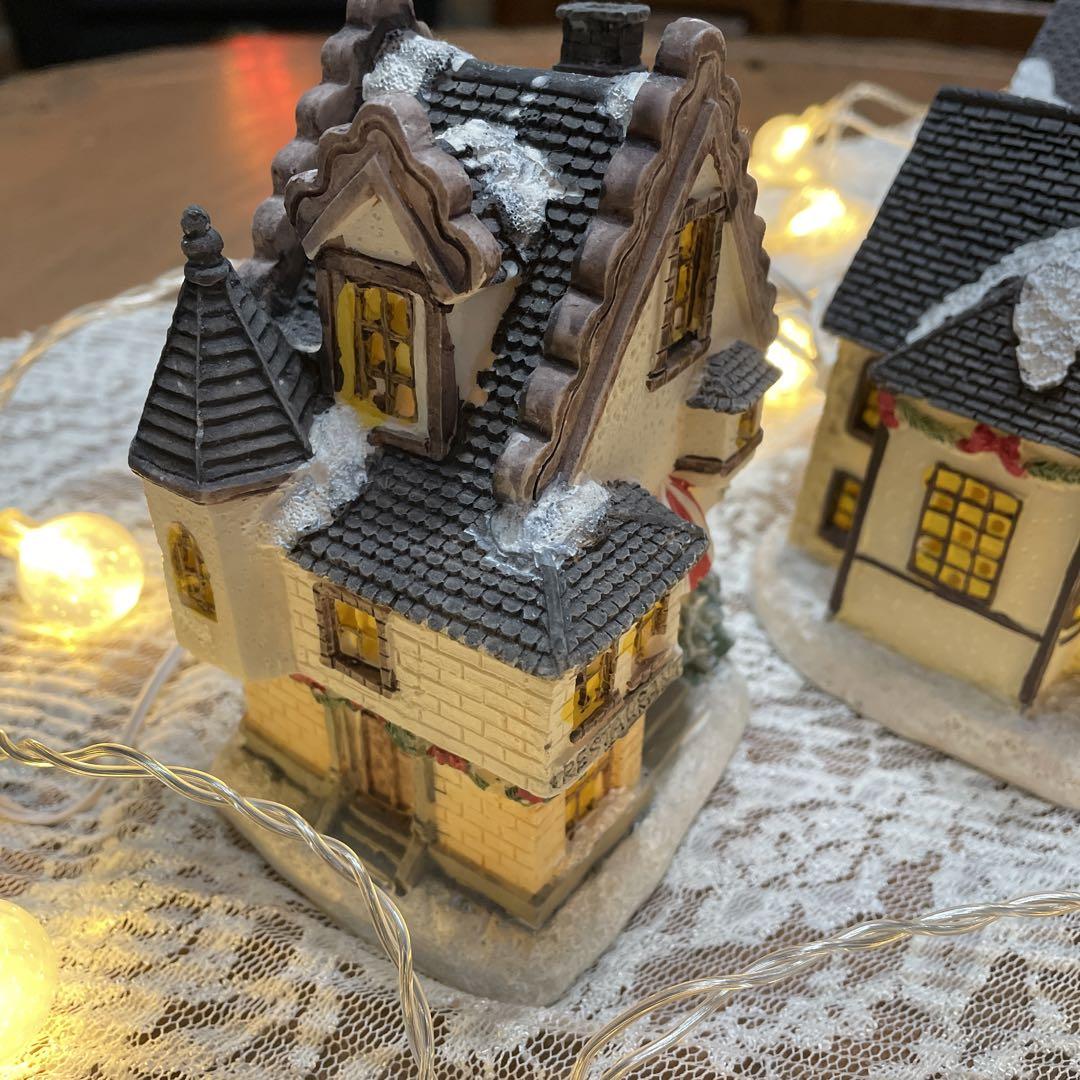 クリスマス　ミニチュアハウス　5点セット　アイスボールLEDライト付き