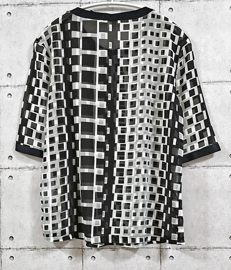 NARACAMICIE シャツ ブラウス シフォンキカ柄ノーカラー