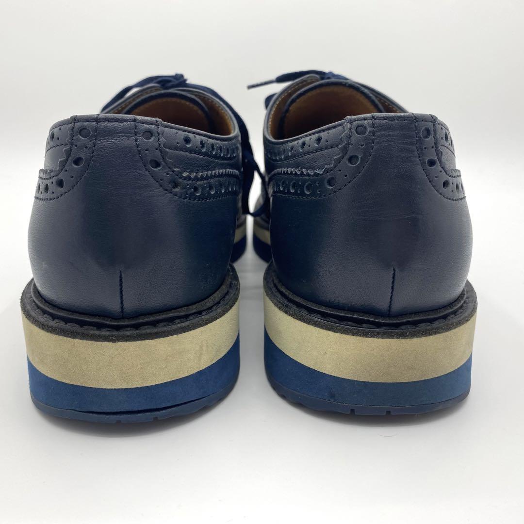 美品✨PRADA プラダ ドレスシューズ 革靴　ウイングチップ ネイビー