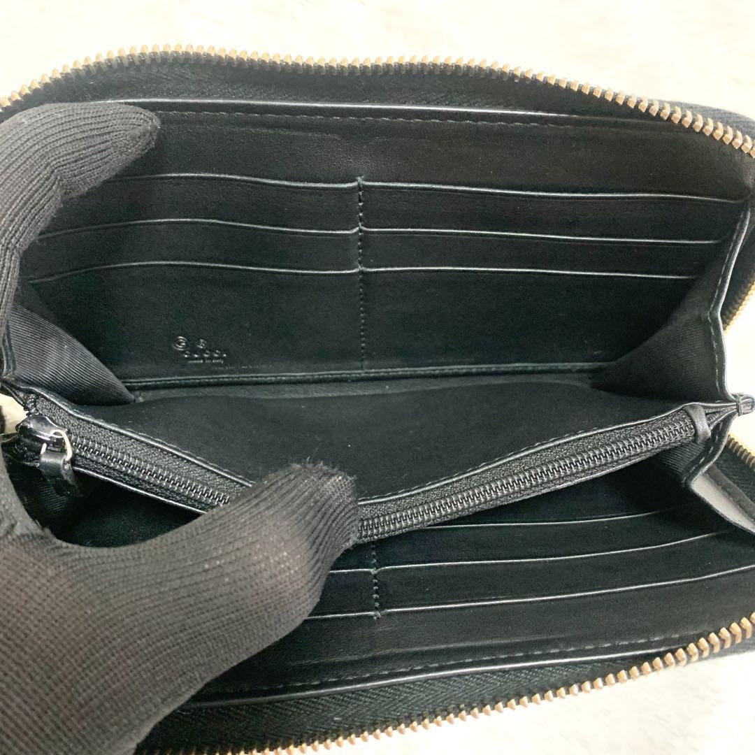✨極美品✨グッチ　マイクロシマ　長財布　GG柄　ラウンドファスナー　ブラック