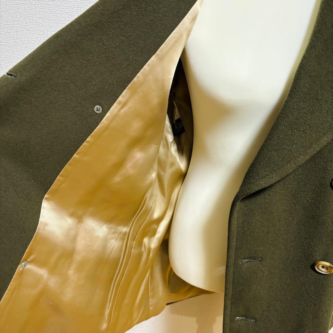 バーバリー(BURBERRY) 　モスグリーンのイタリアンウールのハーフコート