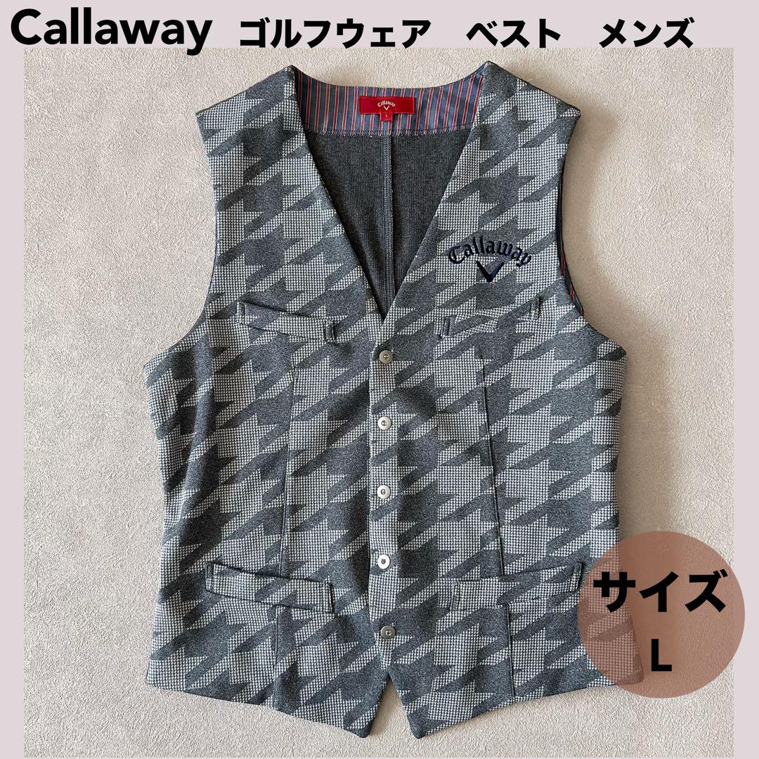 ★Callawayキャロウェイ　メンズ　ゴルフウェア　ベスト〈L〉千鳥柄