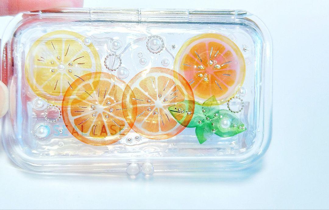 ハンドメイドレジン印鑑ケースオレンジ果物
