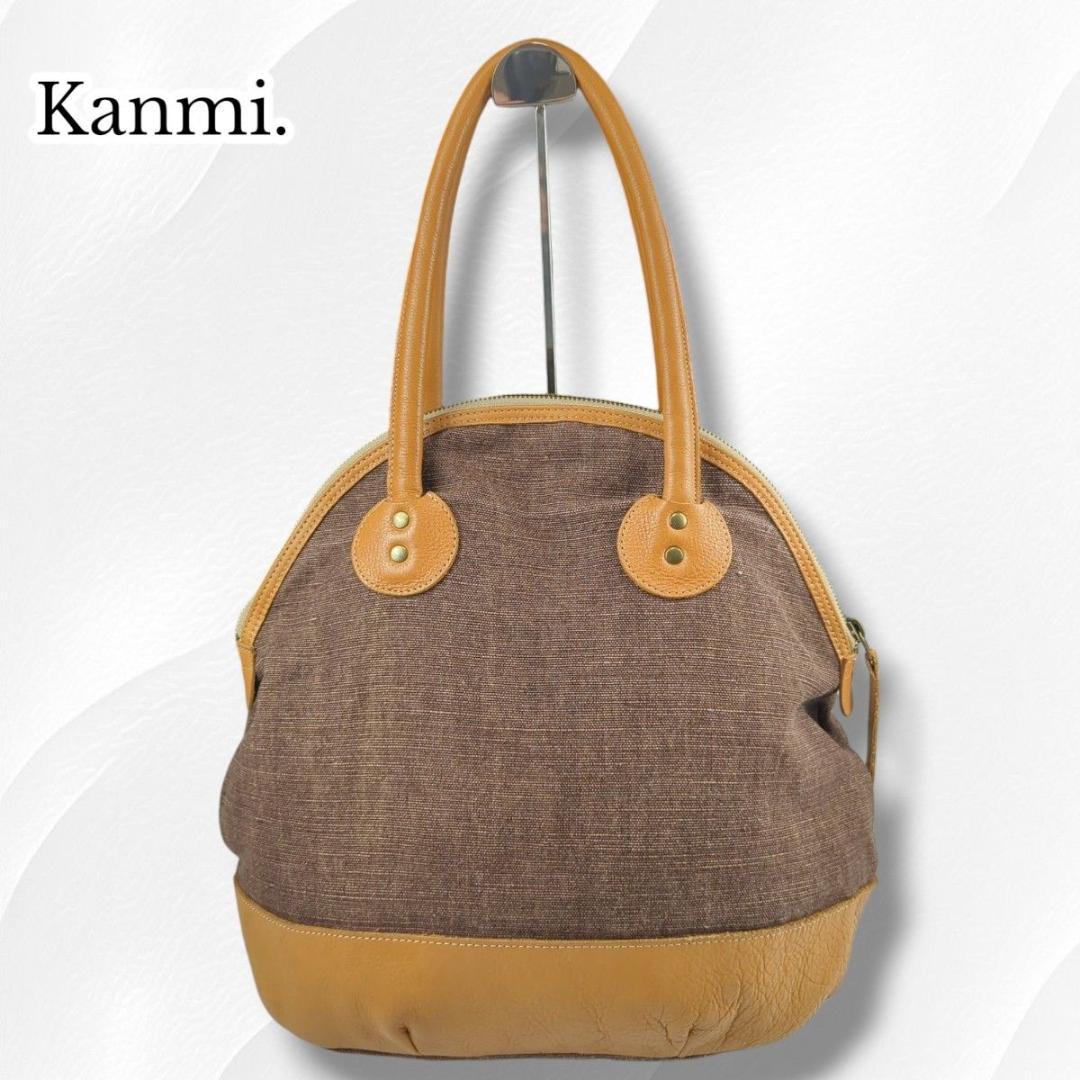 Kanmi. カンミ トートバッグ 丸型 レザー キャンバス 肩掛け可