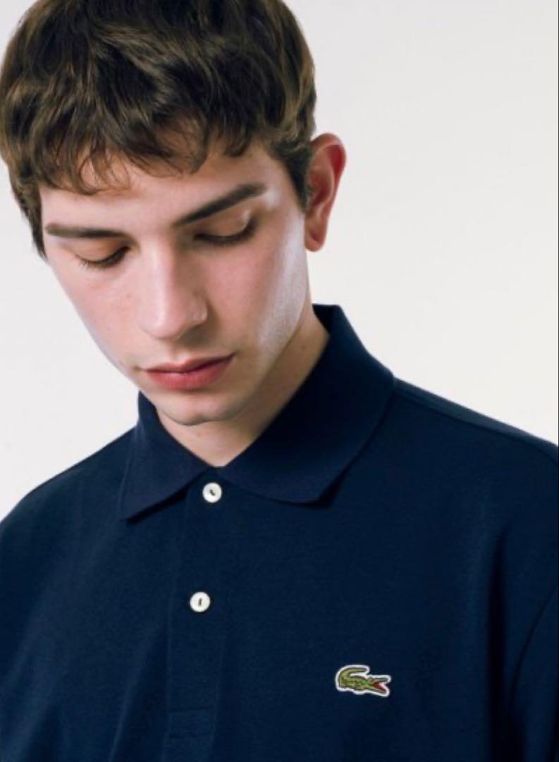 【美品】ラコステ LACOSTE リヨセルブレンドミニマルポロシャツ　ネイビー