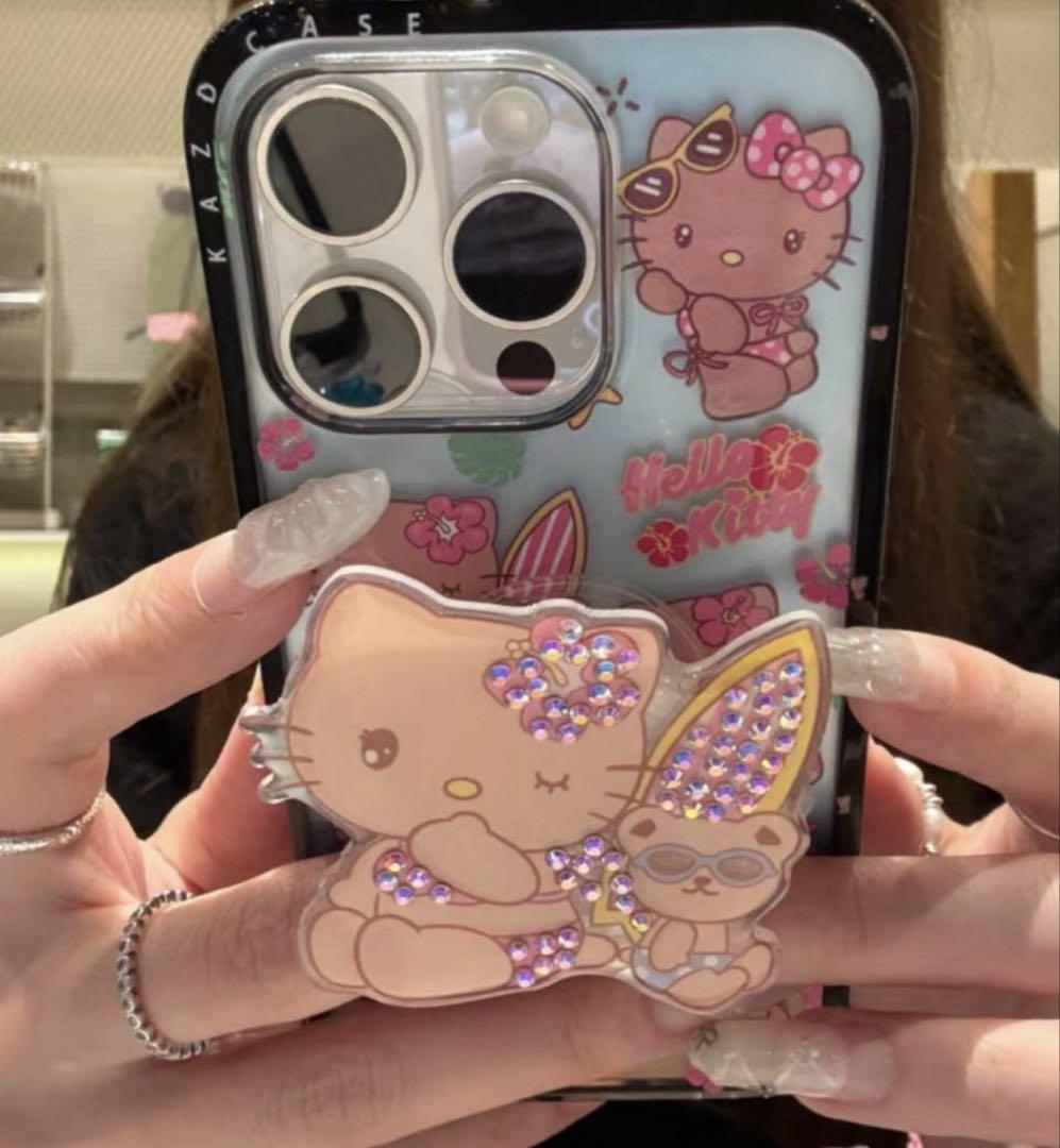 iphone16ケース キラキラ　デコ電　スワロフスキー キティ キティちゃん iphone16ケース キラキラ デコ電 スワロフスキー キティ - メルカリ