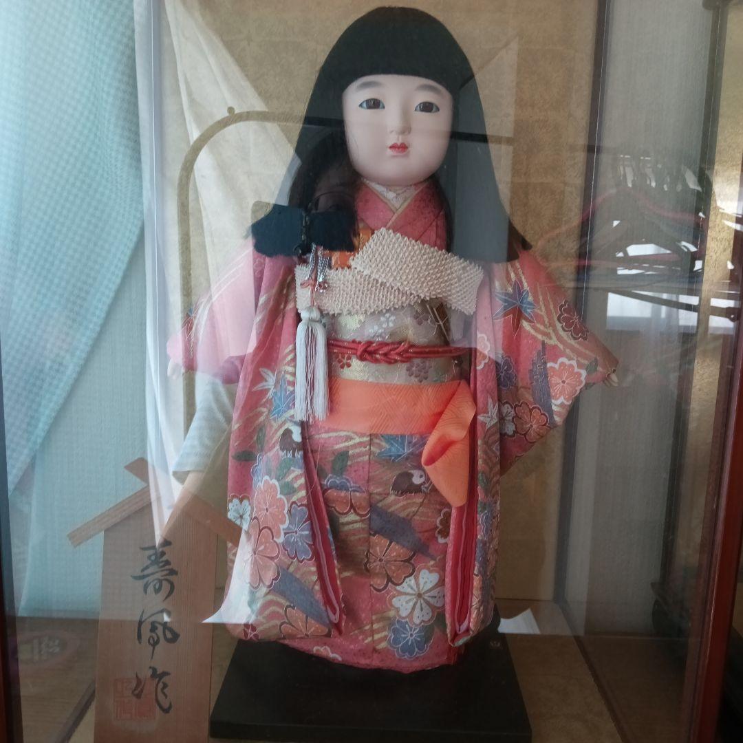 まつ毛の有る市松人形 花柄着物 黒髪　東光作 市松人形 花柄 黒髪 約45cm - メルカリ