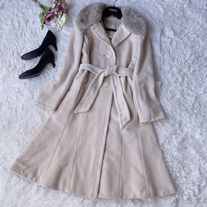 らかな ✨美品✨MaxMara ベルテッドコート ファー 40 78CYi-m45518741460 高級銀タグ アンゴラ アイテム