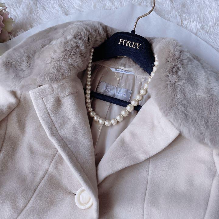 らかな ✨美品✨MaxMara ベルテッドコート ファー 40 78CYi-m45518741460 高級銀タグ アンゴラ アイテム