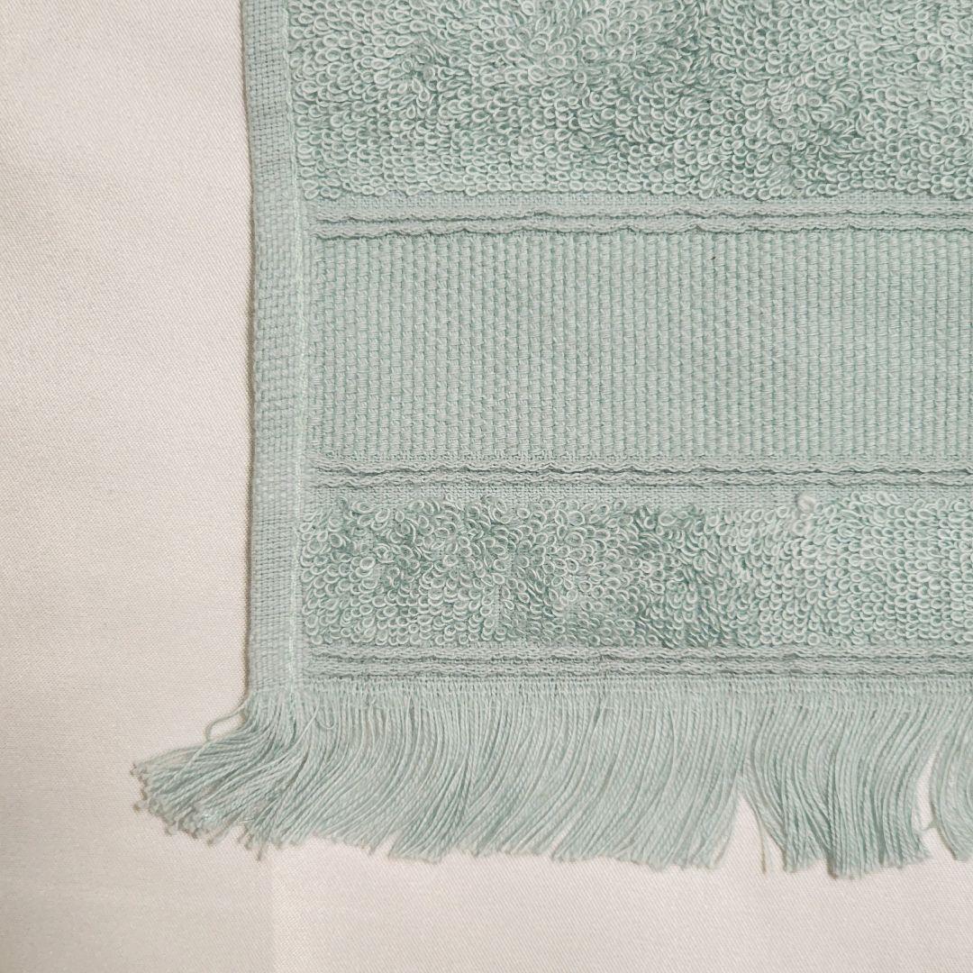 極美品 ★HERMES★ ハンドタオル 木馬 フリンジ 綿混 アイスブルー