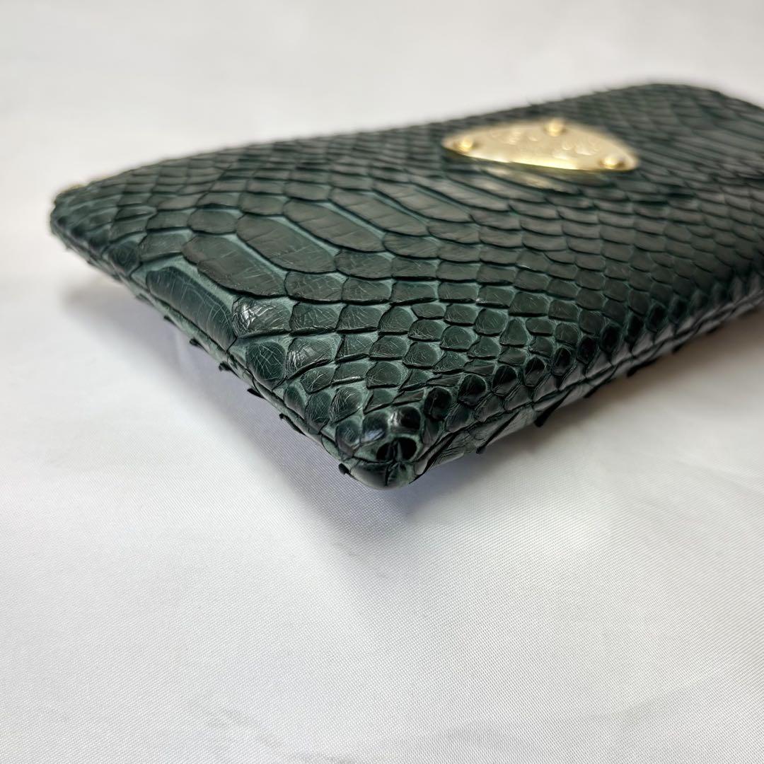【美品】　アタオ　limo リモ　パイソン　L字ファスナー　長財布　グリーン