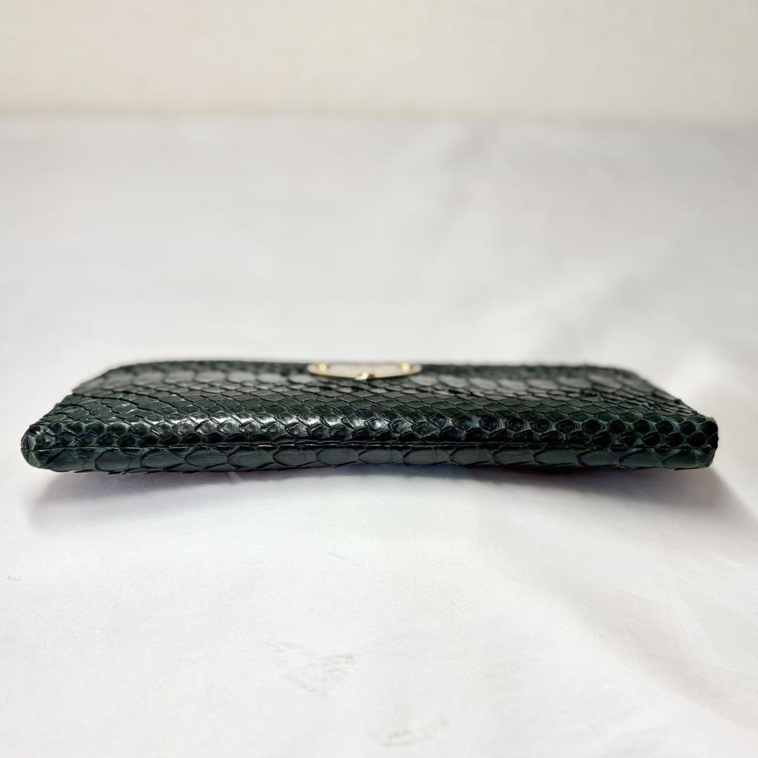 【美品】　アタオ　limo リモ　パイソン　L字ファスナー　長財布　グリーン