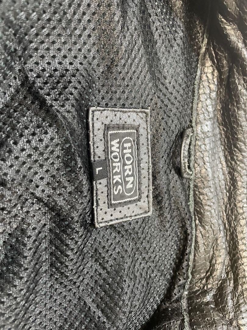 美品HORN WORKS黒メッシュパンチングレザーシングルライダース