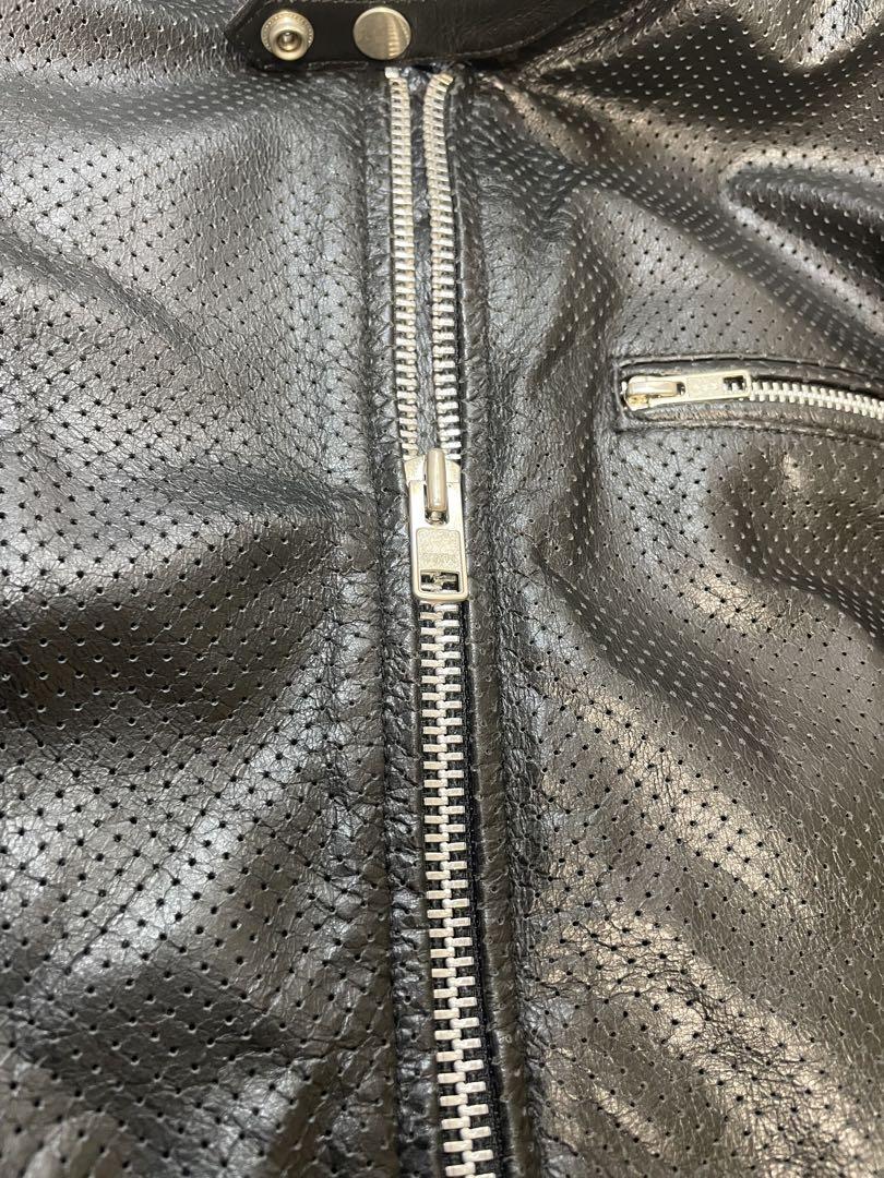 美品HORN WORKS黒メッシュパンチングレザーシングルライダース