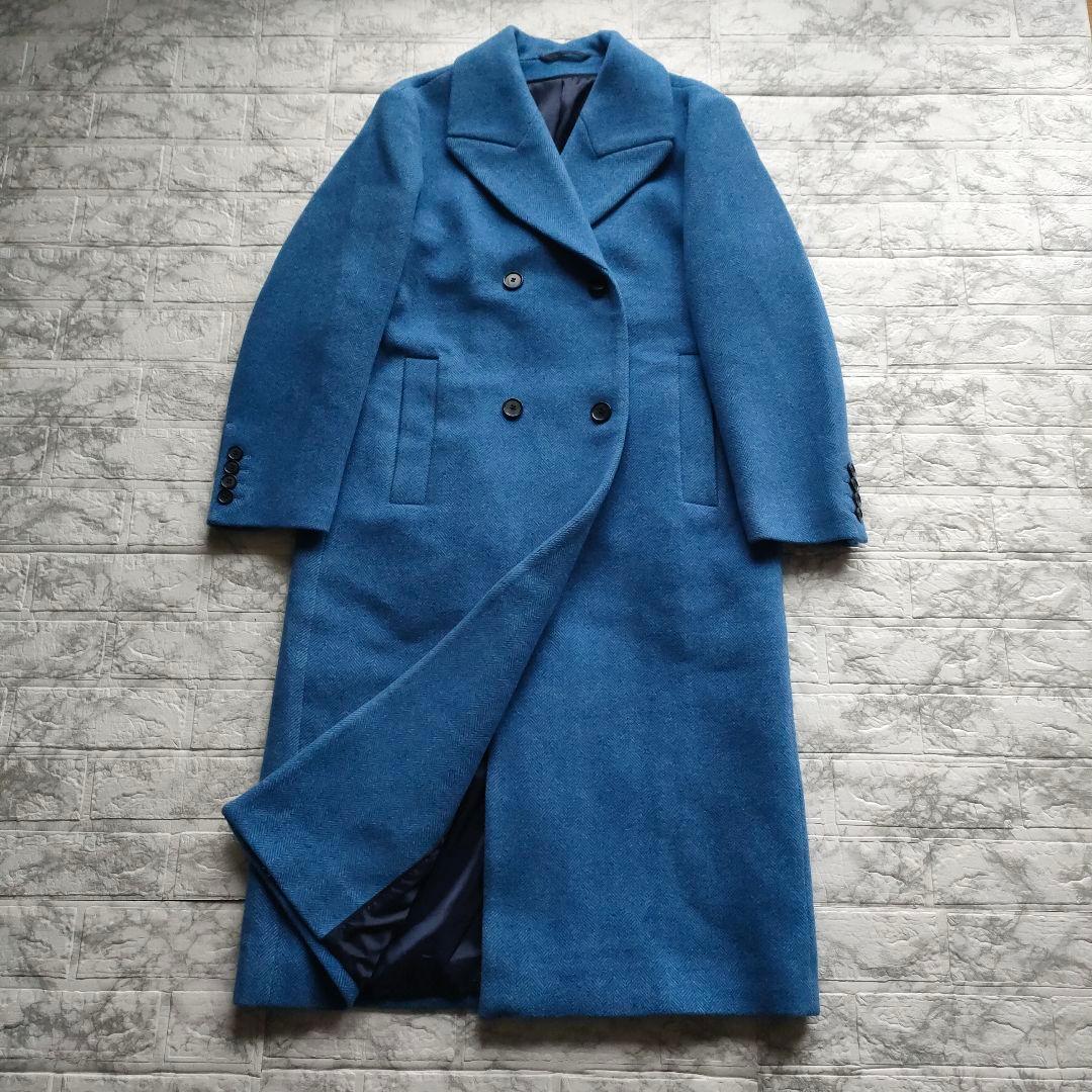 COS MANTECO チェスターコート ヘリンボーン ブルーS COS