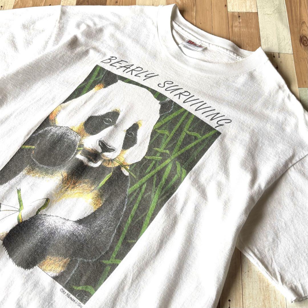 【USA製】90s Human-i-Tees パンダ プリントTシャツ L 古着