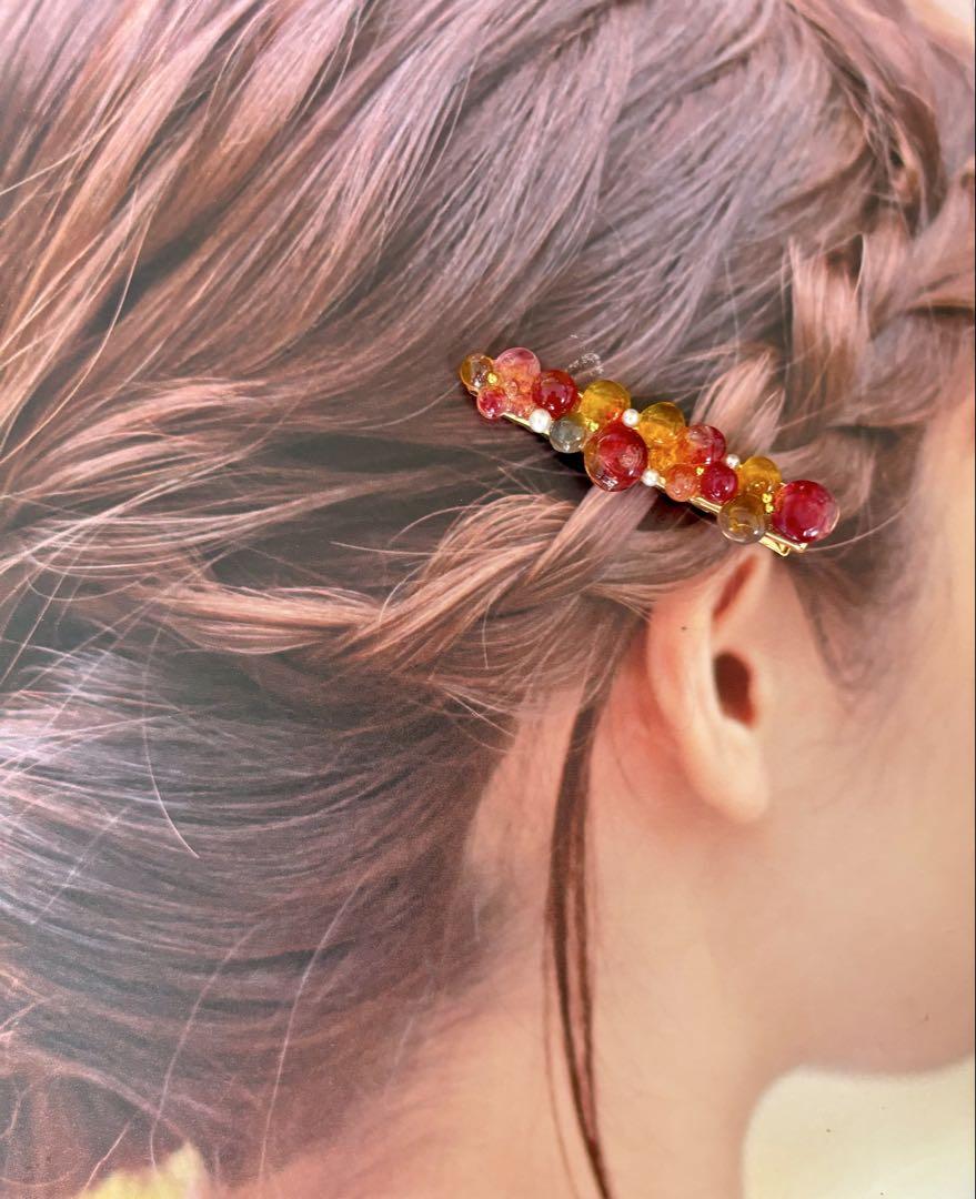 赤とオレンジのカラフルヘアクリップ No.2214 - メルカリ