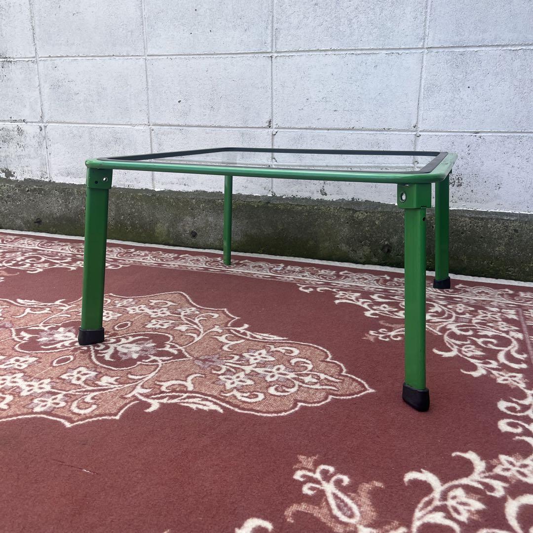 古家具 レトロビンテージ品◾️ガラス天板 スクエア型 ガラステーブル