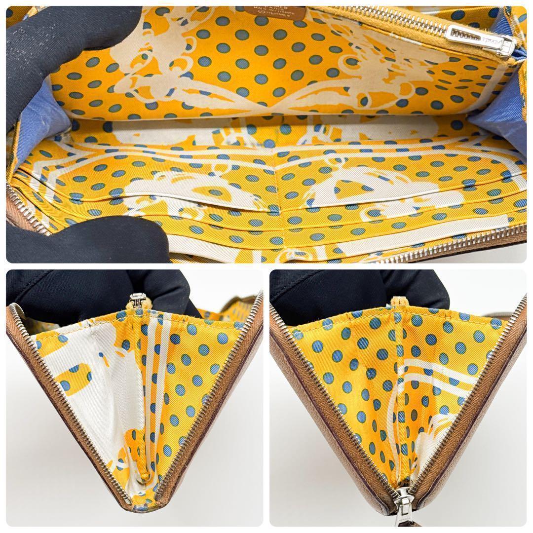 エルメス アザップ シルクイン ロング 財布 茶色 アザップ ジップ ジッピー