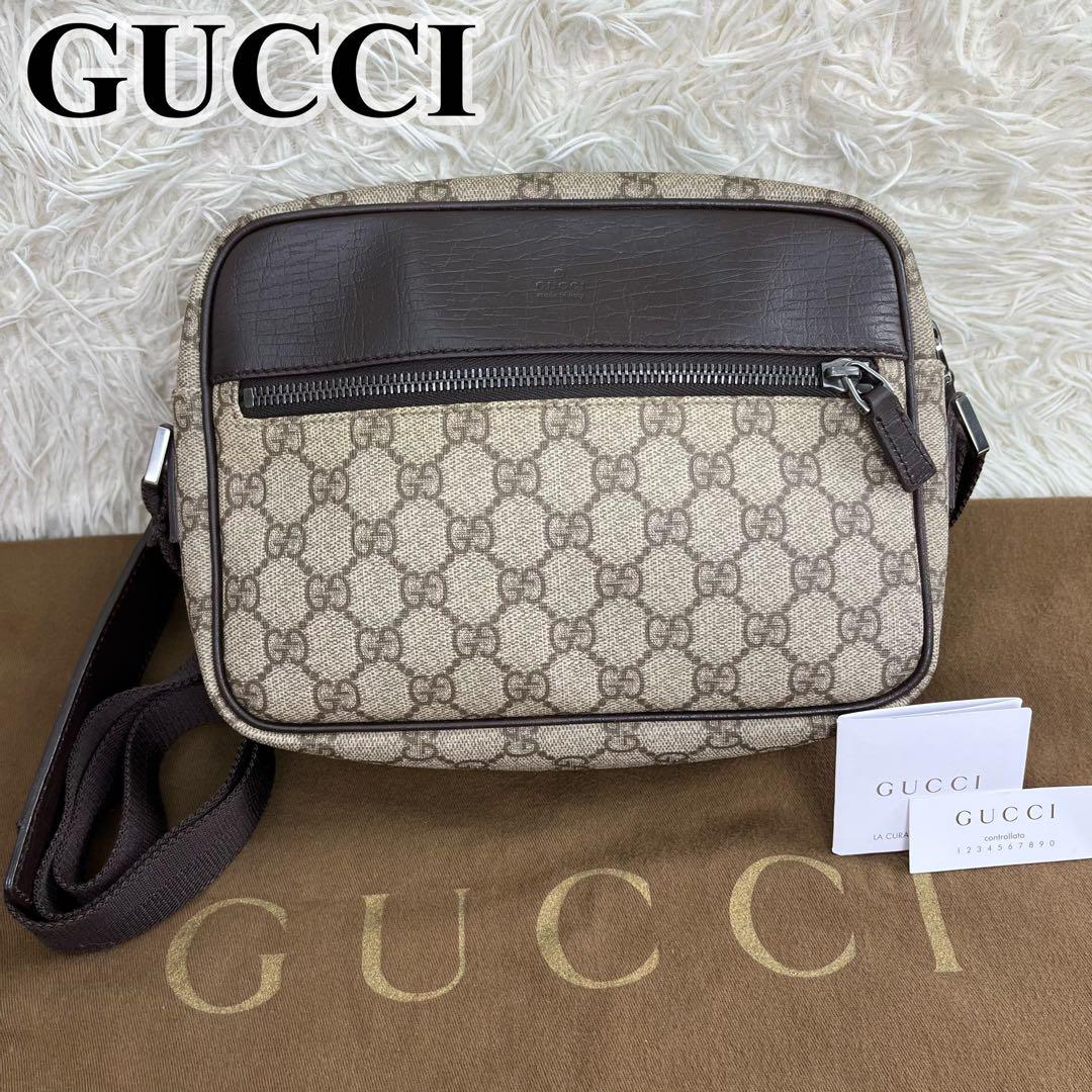 【美品】GUCCI ショルダーバッグ GGスプリーム ロゴ型押し 男女可能