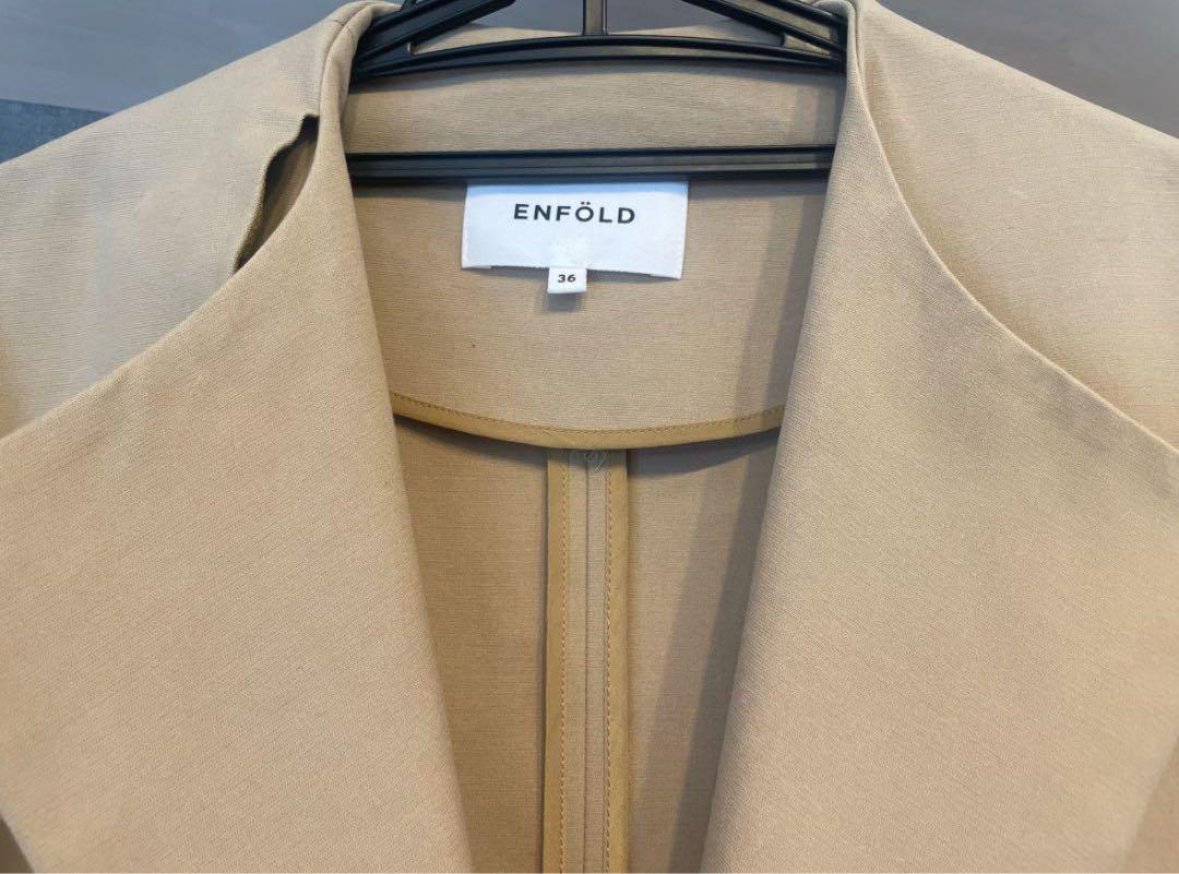 ENFÖLD ダブルフェイス ノーカラーAラインコート