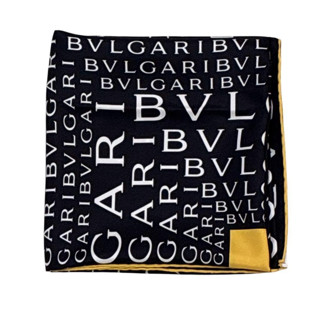 【極美品】BVLGARI シルク ロゴマニア イタリア製 大判スカーフ ストール