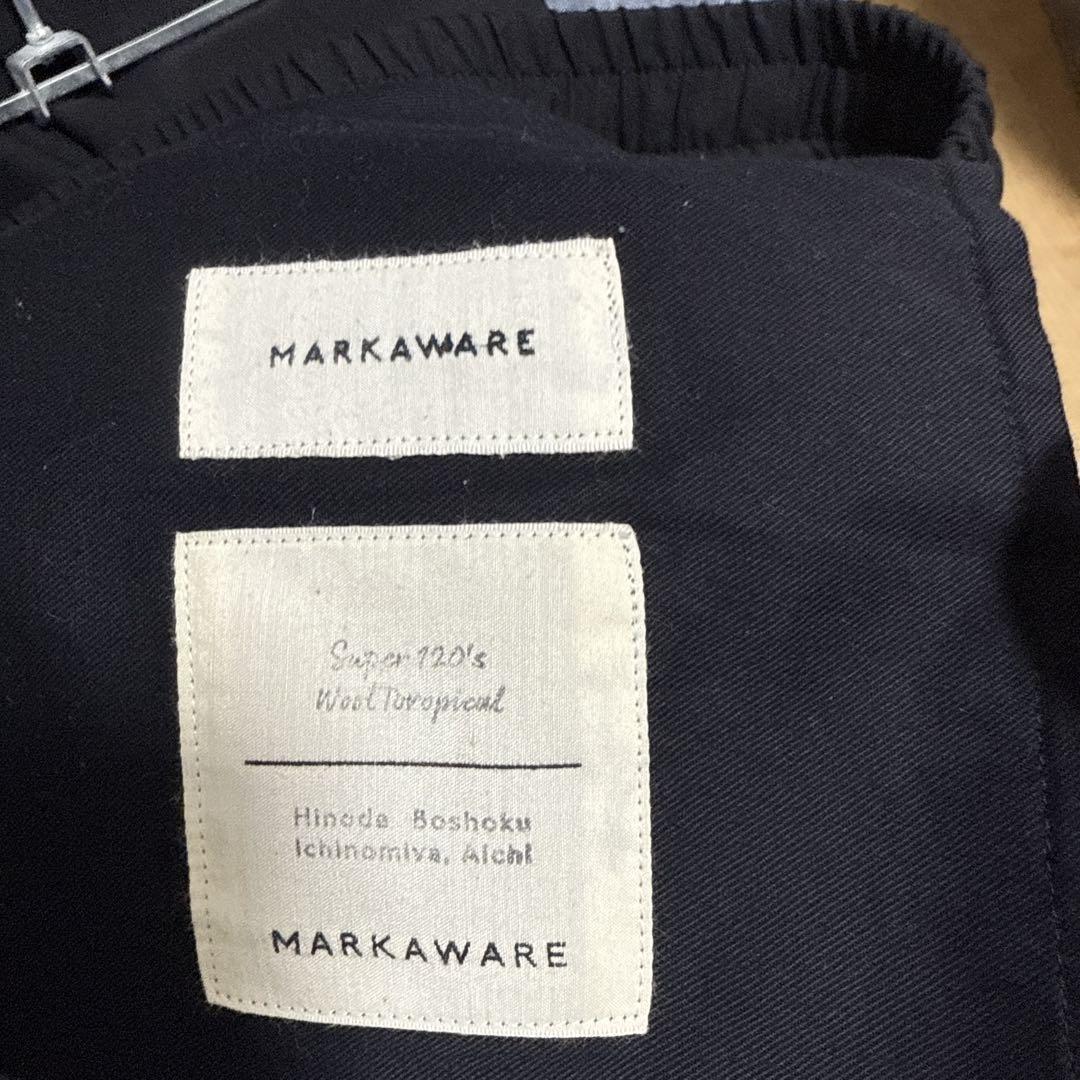 MARKAWARE フラットフロントトラウザーズ　ウールトロピカル　黒サイズ3