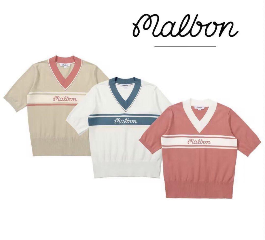 Malbon マルボン セーター レディース ゴルフウェア 半袖 Vネック