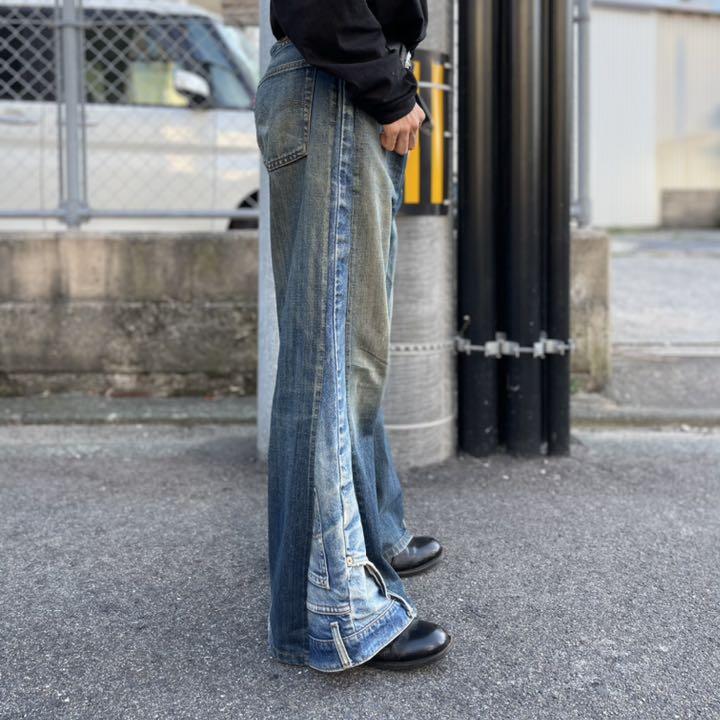 リメイクデニム フレアパンツ 再構築 リジッド ヴィンテージ 古着ファッション