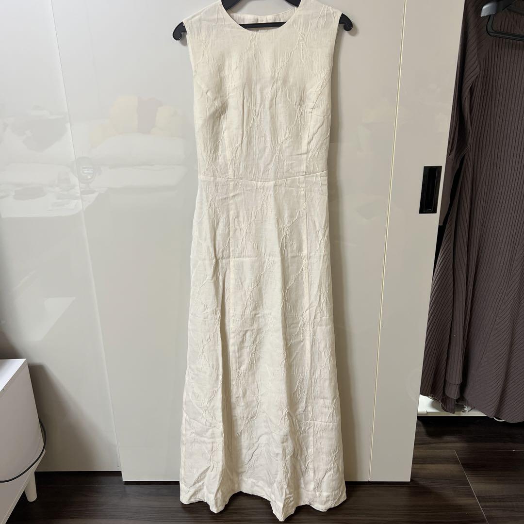 【 新品 】
 麻混バックリボンドレス FRAY I.D ロングワンピース/マキシワンピース ロングワンピース