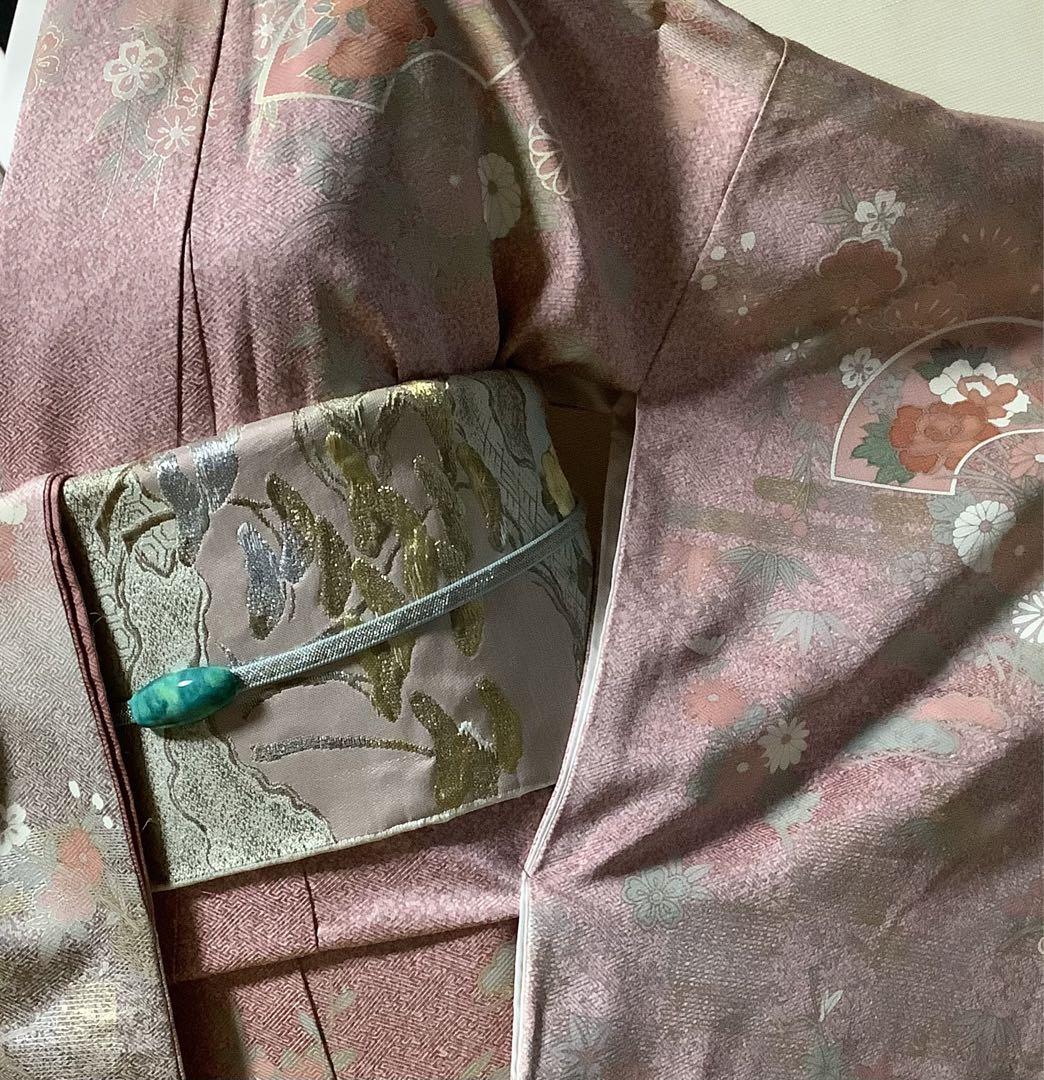 c-906 訪問着 染め 金駒刺繍 草花文様
